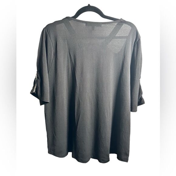 NWT Louise Paris Plus Size Black Cut Out Embellished Short Sleeve Blouse - 3XL - Picture 3 of 7